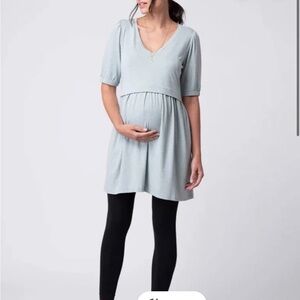 Seraphine Light Green/Blue V-Neck Nursing Dress